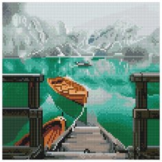 Алмазная мозаика "Пристань горного озера" (28 цветов) Molly