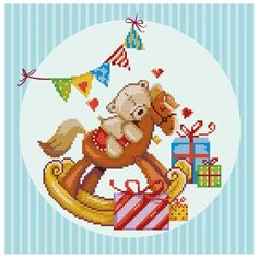 Кристальная мозаика (алмазная вышивка) Фрея "Мишка на лошадке", 31x31 см, арт. ALVR-187