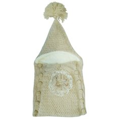 Конверт вязаный на пуговицах Папитто "Цветок", 0-3 месяца, арт. 6122 (цвет: бежевый)