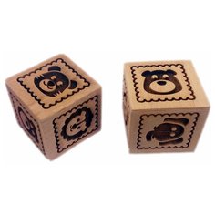 Деревянный кубик с узором S-Chief "Зоопарк", 5x5x5 см, арт. SHF-0200
