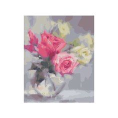 Картина по номерам "Розы в стеклянной вазе", 40x50 см Paintboy