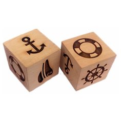 Деревянный кубик с узором S-Chief "Морская", 5x5x5 см, арт. SHF-0200