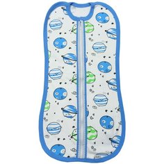 Многоразовые пеленки Папитто Кокон на молнии интерлок (3355) 56-62 планетки/голубой 1 шт.