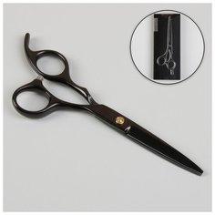 Ножницы с упором ПРЕМИУМ загнут кольцо 5,5"лезв 5,5см хром 6 черный коробка QF 4294142 Queen Fair