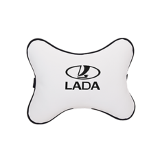 Подушка на подголовник экокожа Milk (черный логотип) LADA Vital Technologies