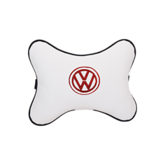 Подушка на подголовник экокожа Milk (красный логотип) Volkswagen Vital Technologies