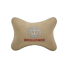Подушка на подголовник алькантара Beige BRILLIANCE Vital Technologies