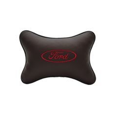 Подушка на подголовник экокожа Coffee (красная) FORD Vital Technologies