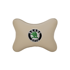 Подушка на подголовник экокожа Beige SKODA Vital Technologies