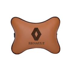 Подушка на подголовник экокожа Fox (коричневый логотип) Renault Vital Technologies