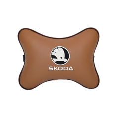Подушка на подголовник экокожа Fox (белая) SKODA Vital Technologies