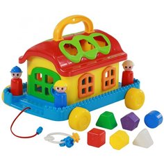 Каталка-игрушка Полесье Сказочный домик на колесиках (48769) красный/желтый/синий