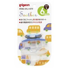 Пустышка силиконовая анатомическая Pigeon Машинка 6+, синий