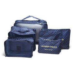 HOMSU Комплект из 6 органайзеров для багажа, Синий синий/белый