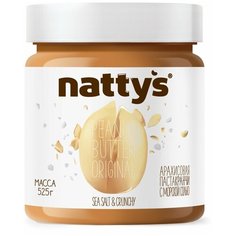 Nattys Паста арахисовая Sea Salt & Crunchy с кусочками арахиса и морской солью, 525 г