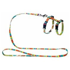 Шлейка с поводком HUNTER Sweet set, обхват шеи 18-28 см, stripes