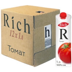 Сок Rich Томат, с крышкой, без сахара, 1 л, 12 шт.