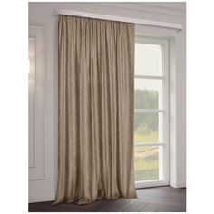 Портьеры ТД Текстиль Бархат Монограмма на ленте 270 см, 1 шт. светло-бежевый