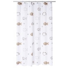 Штора для ванной RIDDER Fishes 180х200 белый/коричневый/серый
