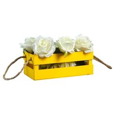 Кашпо Дарим красиво Двушка Лайт ручка веревка, 24.5x13.5x9 см желтый