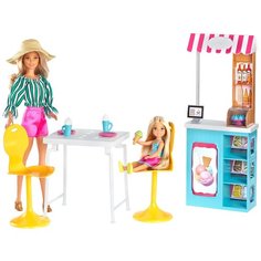 Barbie Магазин Кафе-мороженое GBK87, голубой/белый/желтый