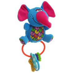 Прорезыватель-погремушка BONDIBON Кот/собака/слон ВВ1299 розово-голубой слон