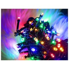 Гирлянда SNOWMEN нить рис-шарик Е96350, 520 см, 100 ламп, разноцветный/зеленый провод