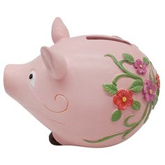 Копилка SNOWMEN Свинья, полистоун 8 см розовый