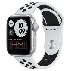 Умные часы Apple Watch SE GPS 40мм Aluminum Case with Nike Sport Band, серебристый/чистая платина/черный