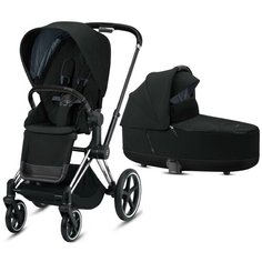 Универсальная коляска Cybex Priam III (2 в 1), deep black/chrome black, цвет шасси: серебристый