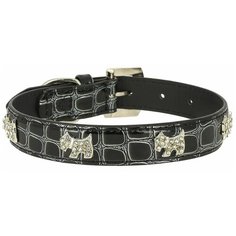 Ошейник КАСКАД Kolibri змеиная кожа "Собачка" 25мм 35-50 см черный