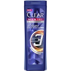 Шампунь+бальзам+гель для душа Clear men Объем и сила, 400 мл