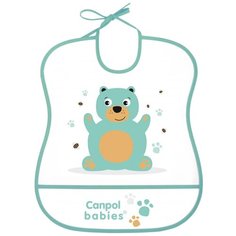 Canpol Babies Нагрудник Soft Plastic bib, мишка бирюзовый
