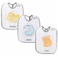 Canpol Babies Набор нагрудников Cotton terry bibs 3 pcs, мишка-овечка-лошадка