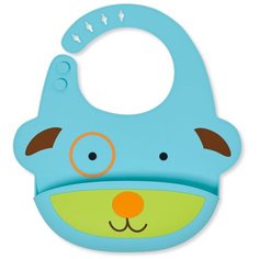 SKIP HOP Силиконовый нагрудник, собака/голубой/коричневый/оранжевый