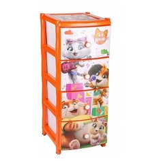 Бельевой комод Альтернатива 44 котенка (М7644) оранжевый/белый Alternativa