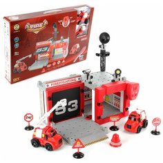 "Пожарная станция" для техники Veld co 83913 с дорожными знаками и отверткой