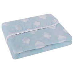 Плед-покрывало Baby Nice MICRO VELUR 3D, с бейкой 100х118,"Облака", голубой