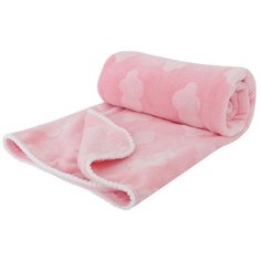 Плед-покрывало Baby Nice MICRO VELUR 3D, с бейкой 100х118,"Облака", розовый
