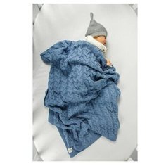 Плед детский вязаный Amarobaby Pure Love Косичка джинс