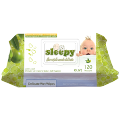 Влажные гигиенические салфетки детские с пластиковым клапаном 120 шт Sleepy Olive