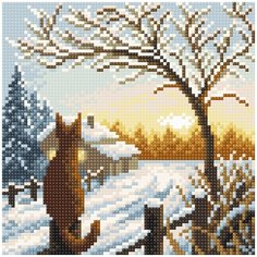 МС-054 Алмазная мозаика Рассвет в деревне20*20см Brilliart М.П.Студия