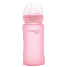 Бутылочка EveryDay Baby с силиконовым покрытием из стекла 240 мл светло-розовая