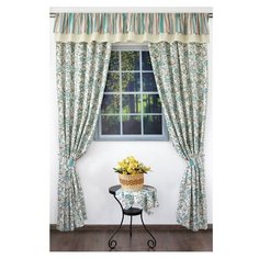 Комплект штор Византия "Мелодия прованса. Узор" с ламбрекеном, молочный, хлопок, 300*250 см, 300*35 см