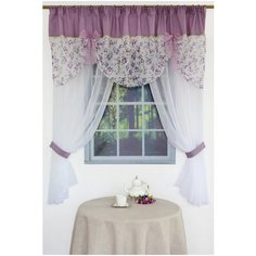 Тюль с ламбрекеном Византия "Соната" фиолетовый, тюль: 280*180 см, ламбрекен: 250*70 см