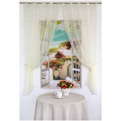 Тюль для кухни Византия "Lady Dee" с подхватами, молочный, 280*180 см