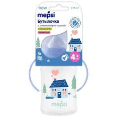 Бутылочка для кормления с широким горлышком с силиконовой соской, с ручками, 270 мл, 4+ мес., "House" Mepsi