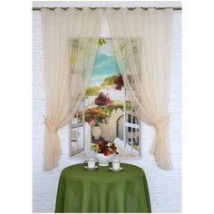 Тюль для кухни Византия "Lady Dee" с подхватами, персиковый, 280*180 см