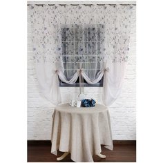 Тюль Византия "Нежность" белый, голубой, 270х195 см