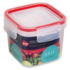Контейнер квадратный 0.5л с крышкой на защелках BORA